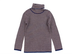 FUB ecru/pond blue/clay stribet rollneck bluse merinould